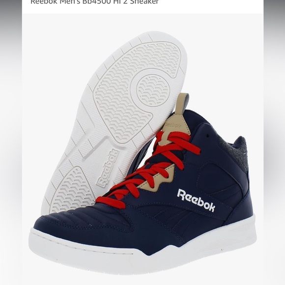 NWT Mens Reebok Royal basketball Hi Tops sneakers NEW size 10 Navy Red - Picture 1 of 5